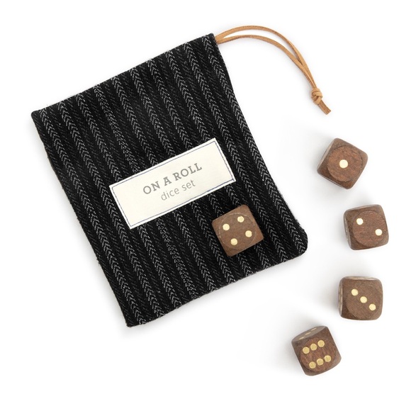 Set of 5 wood and brass dice - Picture 1 of 5